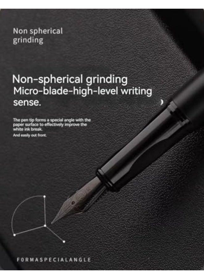 CLENEA Black Metal Fountain Pen，Extra Fine Nib Fountain Pen，Fountain pen for writing refillable，fountain pens with sacs，Contains 1 pen and 6 blue ink sacs and 6 black ink sacs - Image 3